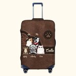 Couvre-bagages rétro personnalisé 1-6 chiens chats pattes 18-32 pouces avec nom Anniversaire Accessoires de voyage Cadeau pour les amoureux des animaux de compagnie