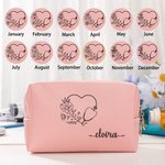 Personalised Birth Flower Stethoscope Design Leather Makeup Bag with Name Portable Travel Essentials Birthday Gift for Nurse Medical Staff