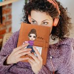 Personalizado Cartoon Character A5 Sketch 50 Sheets Leather Cover Notebook with Name and Storage Pocket Birthday Anniversary Gift for Painting Lovers