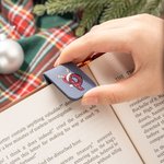 Marque-page magnétique en cuir personnalisé aquarelle pailleté Chapeau de Père Noël Initial Cadeau de Noël pour les amoureux du livre Bookworm