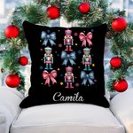 Taie d'oreiller personnalisée Coquette Bow Classic Nutcracker Décoration intérieure Cadeau de Noël pour la famille