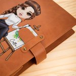 Personalizado Cartoon Character A5 Sketch 50 Sheets Leather Cover Notebook with Name and Storage Pocket Birthday Anniversary Gift for Painting Lovers
