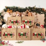 Bolsa de yute reutilizable personalizada con el nombre de Papá Noel y las letras navideñas para regalar a los niños.
