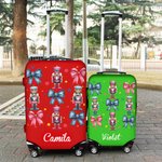 Personalized Coquette Bow Classic Nutcracker Luggage Protective Cover Fits 18-32 Inches Suitcase with Name Christmas Travel Accessories Gift for Women