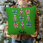 Taie d'oreiller personnalisée Coquette Bow Classic Nutcracker Décoration intérieure Cadeau de Noël pour la famille