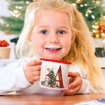 Tasse en émail personnalisée avec nom, anniversaire et cadeau de Noël pour les enfants.