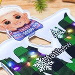 Gepersonaliseerd sneeuw geruit initiaal Elf kerstmuts cartoon jongen meisje ornament met naam vakantie boom kous decor kerstcadeau voor familie kinderen