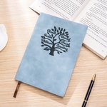 Personalisierte gravierte Baum des Lebens 1-9 Namen Leder Journal Notebook mit 100 linierten Seiten für die Schule Arbeit Reisen Schreiben Geburtstag 