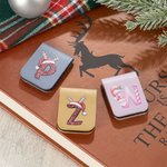 Marque-page magnétique en cuir personnalisé aquarelle pailleté Chapeau de Père Noël Initial Cadeau de Noël pour les amoureux du livre Bookworm