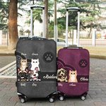 Couvre-bagages rétro personnalisé 1-6 chiens chats pattes 18-32 pouces avec nom Anniversaire Accessoires de voyage Cadeau pour les amoureux des animaux de compagnie