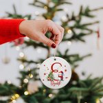 Personalized Cute Santa Hat Snowman Snowflake Ceramic Ornament with Initial and Name Christmas Tree Decor Holiday Gift for Family Kids