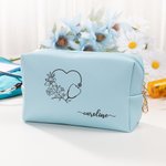 Personalised Birth Flower Stethoscope Design Leather Makeup Bag with Name Portable Travel Essentials Birthday Gift for Nurse Medical Staff