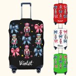 Personalized Coquette Bow Classic Nutcracker Luggage Protective Cover Fits 18-32 Inches Suitcase with Name Christmas Travel Accessories Gift for Women