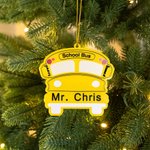 Personalized School Bus Design Double-sided Acrylic Ornament with Name Holiday Tree Decor Christmas Appreciation Gift for School Bus Driver