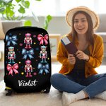 Personalized Coquette Bow Classic Nutcracker Luggage Protective Cover Fits 18-32 Inches Suitcase with Name Christmas Travel Accessories Gift for Women