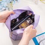 Personalised Birth Flower Stethoscope Design Leather Makeup Bag with Name Portable Travel Essentials Birthday Gift for Nurse Medical Staff