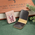 Marque-page magnétique en cuir personnalisé aquarelle pailleté Chapeau de Père Noël Initial Cadeau de Noël pour les amoureux du livre Bookworm