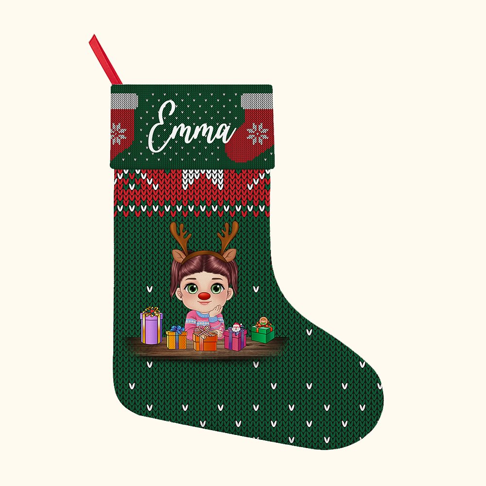 Bas de Noël personnalisé avec nom et personnage de dessin animé Décoration de l'arbre de Noël Farty Favor Cadeau pour la famille et les amis