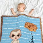 Personnalisé Multicolore Fleur de naissance Mignon personnage de dessin animé Frange couverture douce avec nom Décoration de la maison Anniversaire No