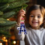 Gepersonaliseerd sneeuw geruit initiaal Elf kerstmuts cartoon jongen meisje ornament met naam vakantie boom kous decor kerstcadeau voor familie kinderen