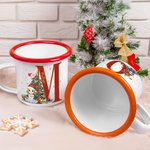 Tasse en émail personnalisée avec nom, anniversaire et cadeau de Noël pour les enfants.