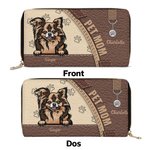 Portefeuille Multi-Pli en Cuir Personnalisé avec Nom et 1-3 Motifs de Chien Chat Cadeau Noël Anniversaire pour Amoureux d'Animal de Compagnie