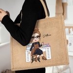 Sac à dos en toile de jute personnalisé Sac de Noël Cadeau d'anniversaire pour la famille Ami