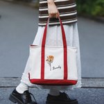 Sac de Plage Écologique Personnalisé avec Fleurs de Naissance et Nom Cadeau d'Anniversaire Remerciement pour Femmes et Filles