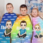 Personalizzato Gradient Color Cute Cartoon Character Fringed Soft Throw Blanket con nome Home Decor Compleanno Regalo di Natale