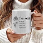 Mug personnalisé Nom Définition Naissance Fleur avec Nom Anniversaire Appréciation Cadeau pour Amis Femmes
