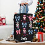 Personalized Coquette Bow Classic Nutcracker Luggage Protective Cover Fits 18-32 Inches Suitcase with Name Christmas Travel Accessories Gift for Women