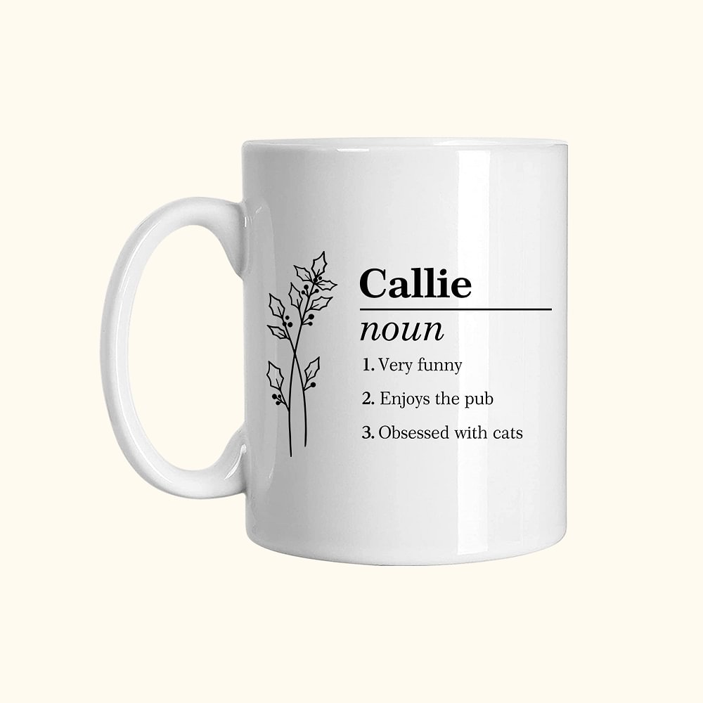 Mug personnalisé Nom Définition Naissance Fleur avec Nom Anniversaire Appréciation Cadeau pour Amis Femmes