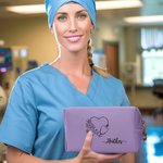 Personalised Birth Flower Stethoscope Design Leather Makeup Bag with Name Portable Travel Essentials Birthday Gift for Nurse Medical Staff