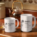 Mug personnalisé Nom Définition Naissance Fleur avec Nom Anniversaire Appréciation Cadeau pour Amis Femmes