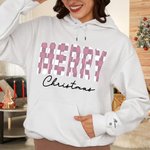 Personalised Multicolor Plaid Merry Christmas Unisex T-shirt Sweatshirt Hoodie with 1-6 Names Christmas Holiday Gift for Family