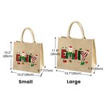 Bolsa de yute reutilizable personalizada con el nombre de Papá Noel y las letras navideñas para regalar a los niños.