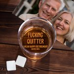 Personalised I Mean Happy Retirement 10oz Whiskey Glass with Engraved Text Funny Retirement Birthday Gift for Family Friends