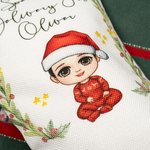 Personalised Cartoon Character Holly Wreath Special Delivery Christmas Stockings Gift Bag with Name Birthday Christmas Gift for Family Kids