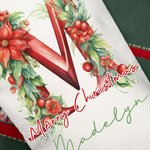 Gepersonaliseerde bloemen initiaal herbruikbare kerst kous Gift Bag met naam en koord Merry Christmas Gift voor familie