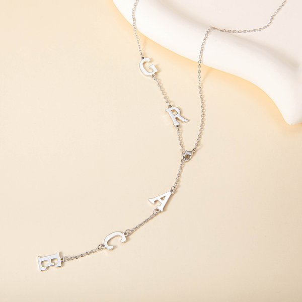 Personligt Lariat Y Letter Drop-halsband med namn Minimalistiska smycken Födelsedags- och jubileumsgåva för kvinnor