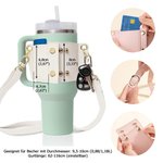 Personalisierte Geburtsblume Name-Initiale Motive Becherhülle mit Verstellbarem Tragegurt für 1,18L Stanley Tumbler Geburtstagsgeschenk für Damen