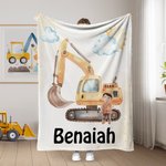 Gepersonaliseerde Cartoon Engineering Voertuig Zachte Throw Deken met Naam Home Decor Verjaardagscadeau voor kinderen Engineering Car Enthousiast