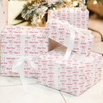 Personalised Pink Coquette Bow Wrapping Paper with Name Birthday Christmas DIY Craft Gift Packaging Gift for Women Girls
