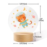 Personalized Cute Animal Space Astronaut Stars Planet LED Night Light with Wooden Base and Name Nursery Decor Birthday Holiday Gift for Kids