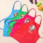 Personalised Cute Christmas Lights Highland Cow Adjustable Kid Apron Chef Hat Set with Pocket for Cooking Christmas Gift for Boys Girls