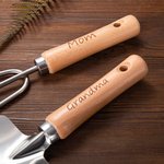 Personalized Set of 4 Stainless Steel Garden Tools with Engraved Text Wooden Handle Mother’s Day Father’s Day Gift for Gardeners