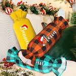 Personalizzato multicolore cappello di Babbo Natale nome forma Candy morbido cuscino copertina inserto Set Home Decor regalo di Natale per la famiglia
