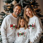 Personalized Lovely Christmas Family Matching T-shirt Sweatshirt Baby Bodysuit with Name Garment Merry Christmas Gift for Family