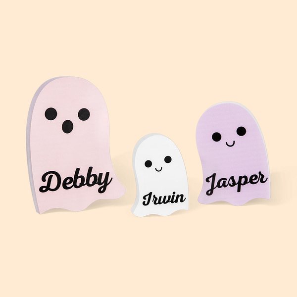 Personalized Multicolor Cute Ghost Desktop Ornament with Name Halloween Home Decor Gift for Family