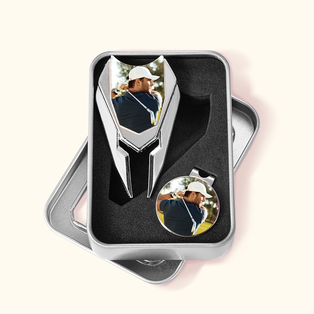 Outil de réparation de mottes de gazon magnétique avec marqueur de balle et boîte Accessoires de golf Cadeau d'anniversaire pour les joueurs de golf